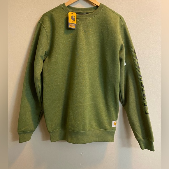 NWT Carhartt Loose Fit Mid Weight Crew Neck Sweatshirt Green Men’s Small & Large - Picture 1 of 4